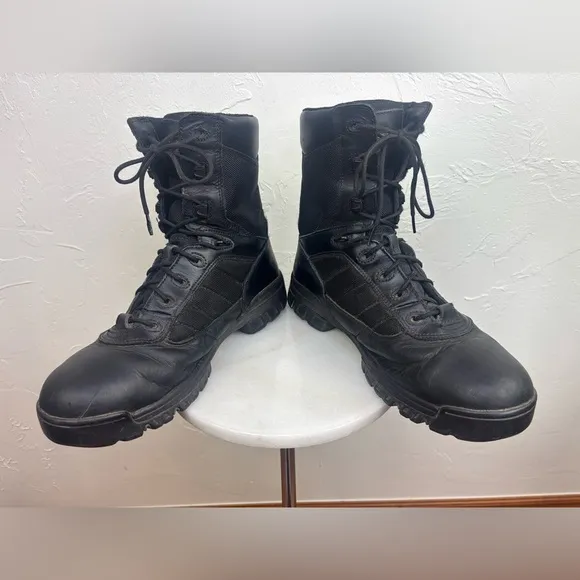 BATES Black Leather Combat Boot‎ Lace Up Military Shoe Tactical Men's Size 12