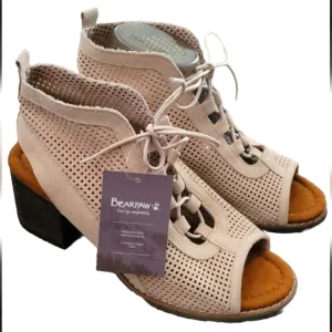 BearPaw VIENNA Cow Suede Open Toe Ghillie Lace Up Bootie Sandal Shoes Size 9 NEW