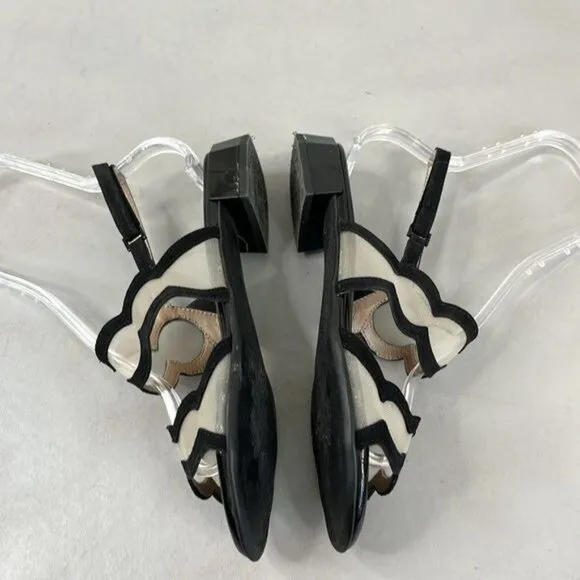 Beautifeel Glory Heel Scalloped Edge Mesh Patent Leather Sandals