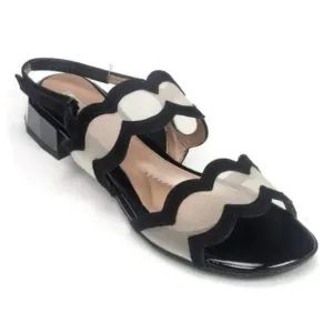 Beautifeel Glory Heel Scalloped Edge Mesh Patent Leather Sandals
