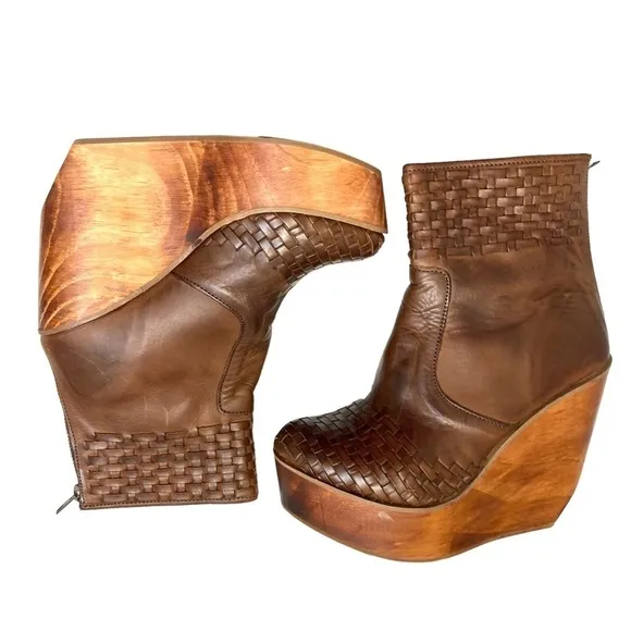 Bed Stu Free People Wales Rys Wooden Platform Wedge Boots 7.5