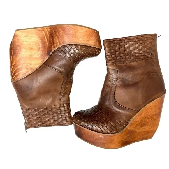 Bed Stu Free People Wales Rys Wooden Platform Wedge Boots 7.5