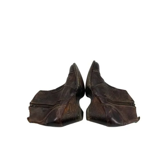 Bed Stu Womens Size 11 Boots Ankle Wedge Cobbler Series Dark Brown Leather