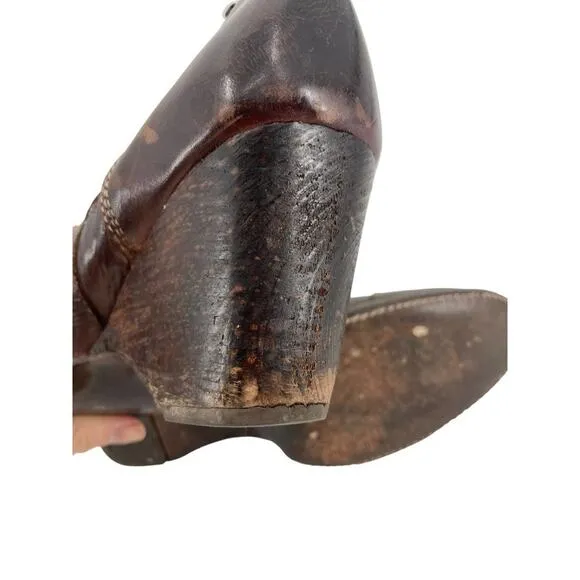 Bed Stu Womens Size 11 Boots Ankle Wedge Cobbler Series Dark Brown Leather