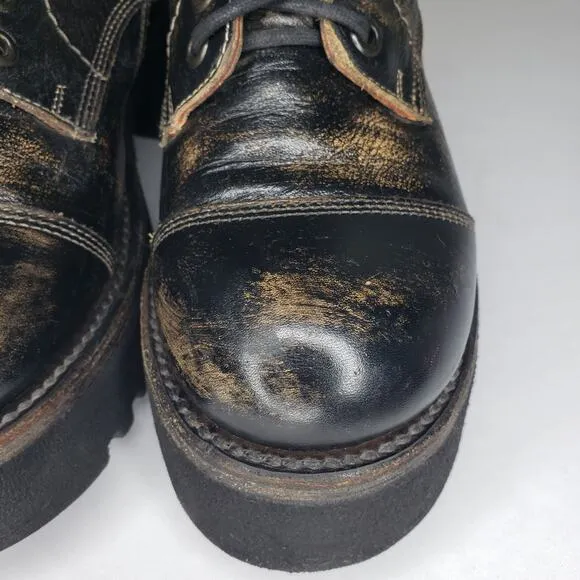 Bed Stu Womens Size 9 Prudence Hi Black Leather Platforn Chunky Combat Boots