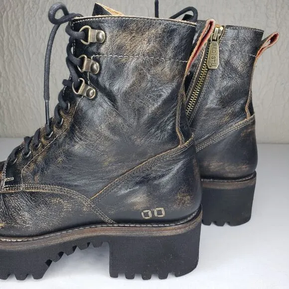 Bed Stu Womens Size 9 Prudence Hi Black Leather Platforn Chunky Combat Boots