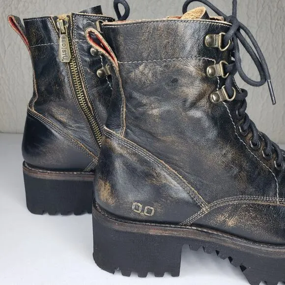 Bed Stu Womens Size 9 Prudence Hi Black Leather Platforn Chunky Combat Boots