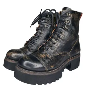 Bed Stu Womens Size 9 Prudence Hi Black Leather Platforn Chunky Combat Boots
