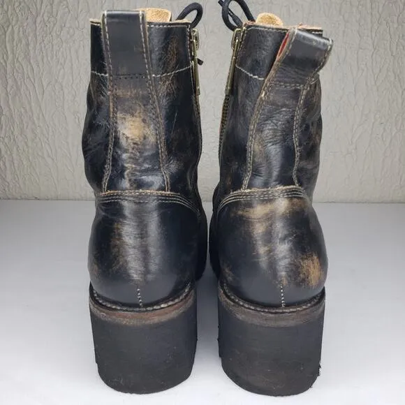 Bed Stu Womens Size 9 Prudence Hi Black Leather Platforn Chunky Combat Boots