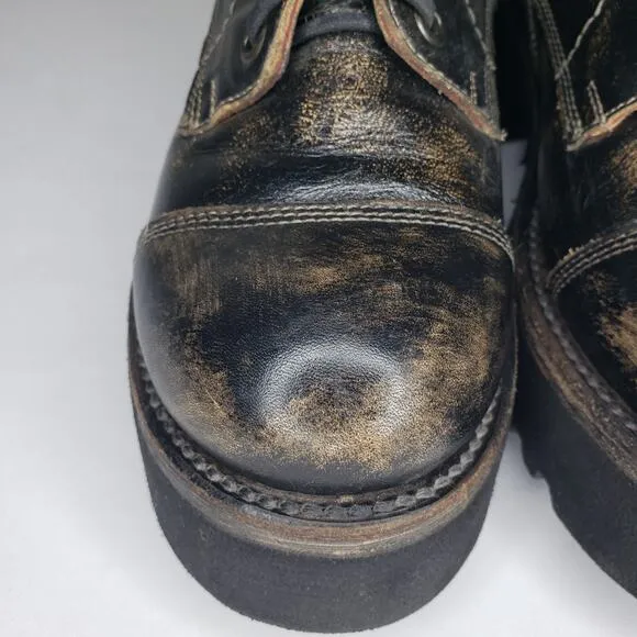 Bed Stu Womens Size 9 Prudence Hi Black Leather Platforn Chunky Combat Boots