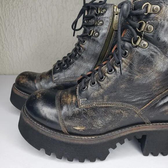 Bed Stu Womens Size 9 Prudence Hi Black Leather Platforn Chunky Combat Boots