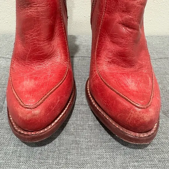 BEDSTU Red Leather Ankle Boots