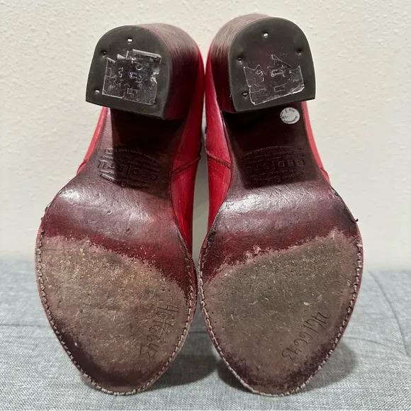BEDSTU Red Leather Ankle Boots
