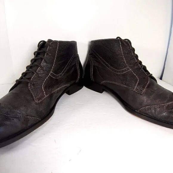 Ben Sherman Men's Size US 13 Brown Leather Ankle Lace up Boots