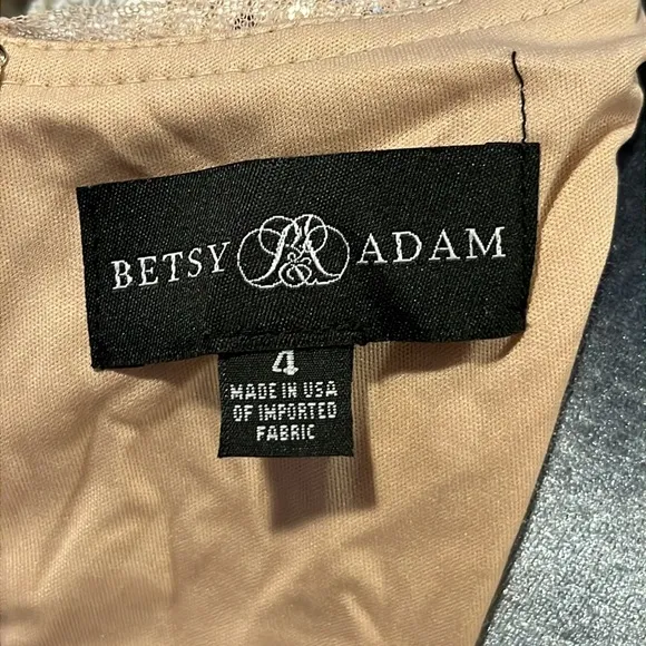 Betsy &amp; Adam Sequin and Satin Ball Gown in Mocha