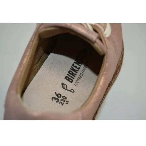 BIRKENSTOCK 1010976 WRIGLEY WOMEN METALLIC ROSE LEATHER SHOES SZ 36 US 5-5.5 M