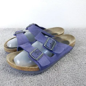 Birkenstock Arizona Mens Size 10 Shoes Blue Purple Suede 2 Strap Buckle Slip On