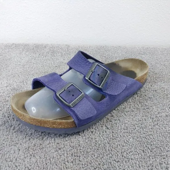 Birkenstock Arizona Mens Size 10 Shoes Blue Purple Suede 2 Strap Buckle Slip On
