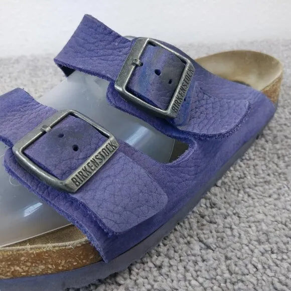 Birkenstock Arizona Mens Size 10 Shoes Blue Purple Suede 2 Strap Buckle Slip On