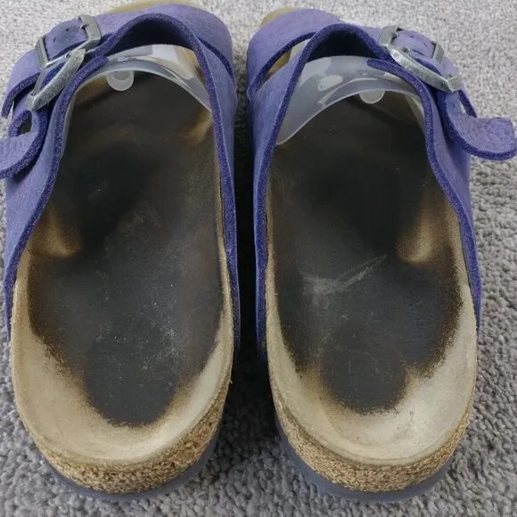 Birkenstock Arizona Mens Size 10 Shoes Blue Purple Suede 2 Strap Buckle Slip On