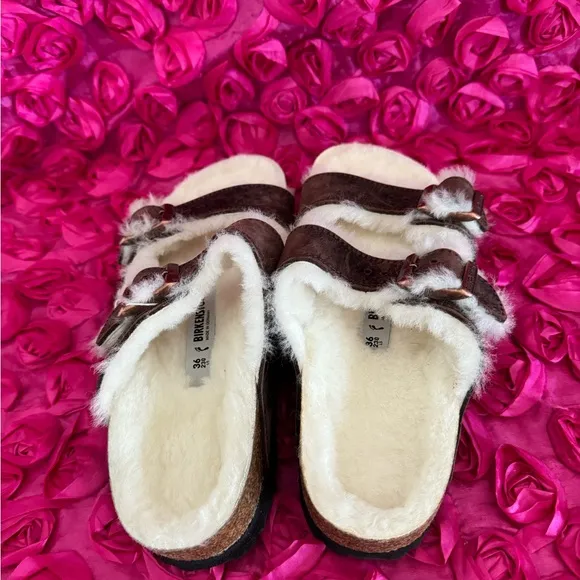 Birkenstock Arizona Shearling Waxy Leather Oiled