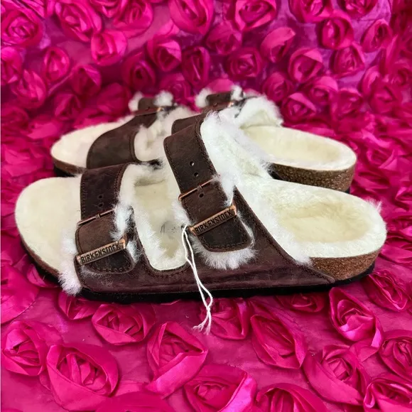 Birkenstock Arizona Shearling Waxy Leather Oiled
