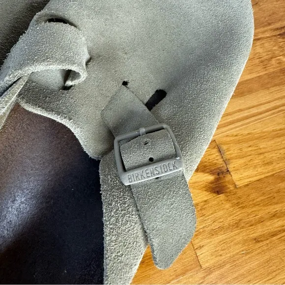 Birkenstock Boston Clog Sage Green Suede Leather Slip Ons Size 43