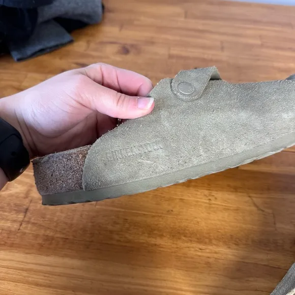 Birkenstock Boston Clog Sage Green Suede Leather Slip Ons Size 43