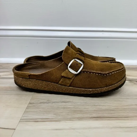Birkenstock Buckley Suede Clog women’s 39 EU Slip On Shoes Neutral Tea