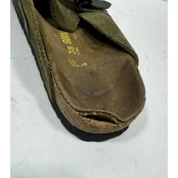 Birkenstock Eaton Slip On Casual Clog Green Suede Shoes Women's Size 7 N