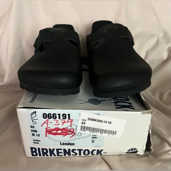 Birkenstock Men's London Leather Shoes, Men’s Size 12, Black
