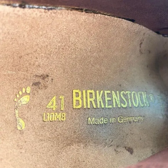 Birkenstock Milano Sandals Mens 8 Woms 10 Brown Leather Slide Strap Buckle Shoes