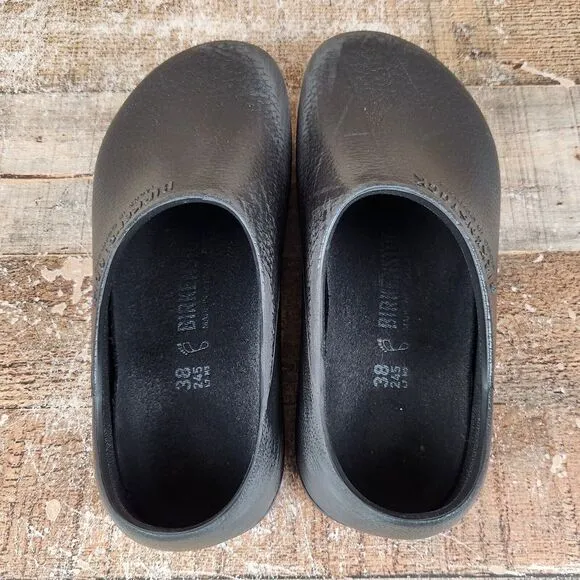 Birkenstock Profi-Birki Professional Women Sz 7 EU 38 Black Slip On Clog Shoes