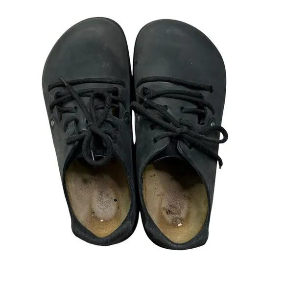 Birkenstock Women’s Montana Black Oiled Leather LaceUp Closed Toe Shoes - 6 / 37