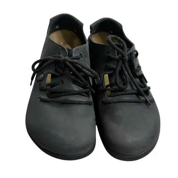 Birkenstock Women’s Montana Black Oiled Leather LaceUp Closed Toe Shoes - 6 / 37