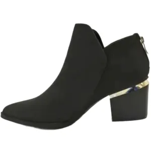 Black Ankle Boots with Mirror Accent Heel Sz 8.5