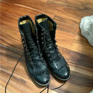 Black Leather Texas American made  Men's Boots size 6.5