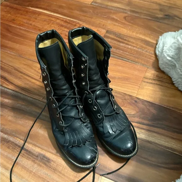 Black Leather Texas American made  Men's Boots size 6.5