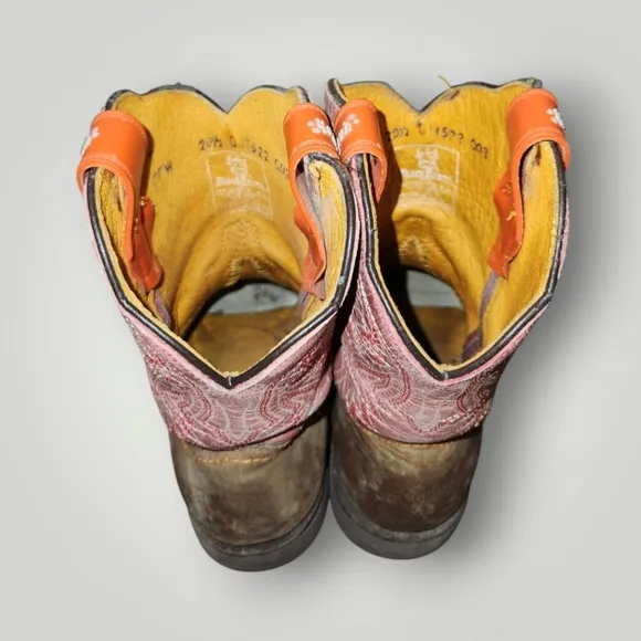 Black Ranch br orange red western cowboy boots Youth size 20.5 1