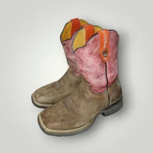 Black Ranch br orange red western cowboy boots Youth size 20.5 1