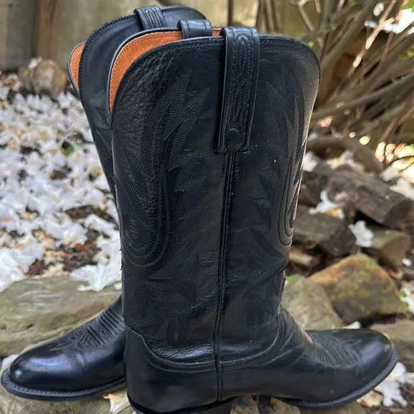 Black Western Cowboy Boots Lucchese in great condition