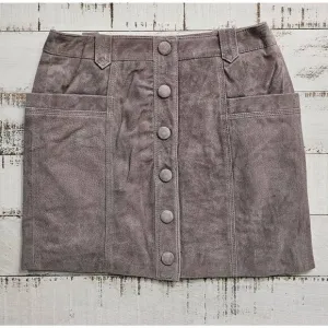 BLANK NYC Rock the Boat Suede Miniskirt with Pockets Grey 26