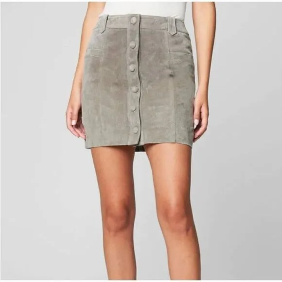 BLANK NYC Rock the Boat Suede Miniskirt with Pockets Grey 26