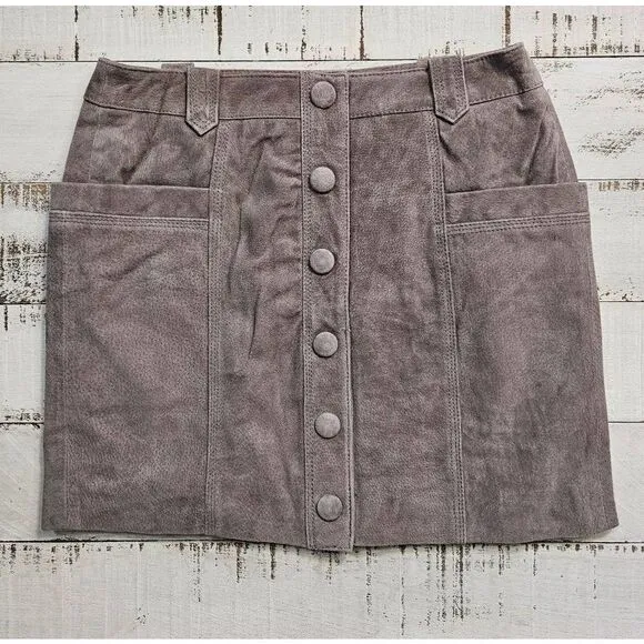 BLANK NYC Rock the Boat Suede Miniskirt with Pockets Grey 26