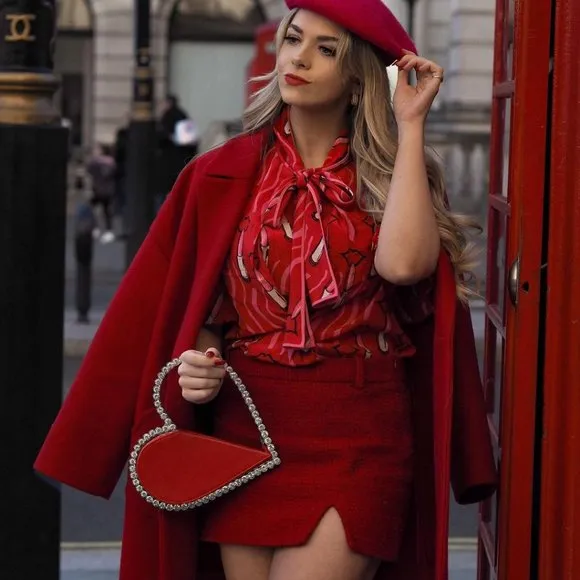 BLOGGER'S FAVE! Zara Tweed Mini Skirt Red NWT