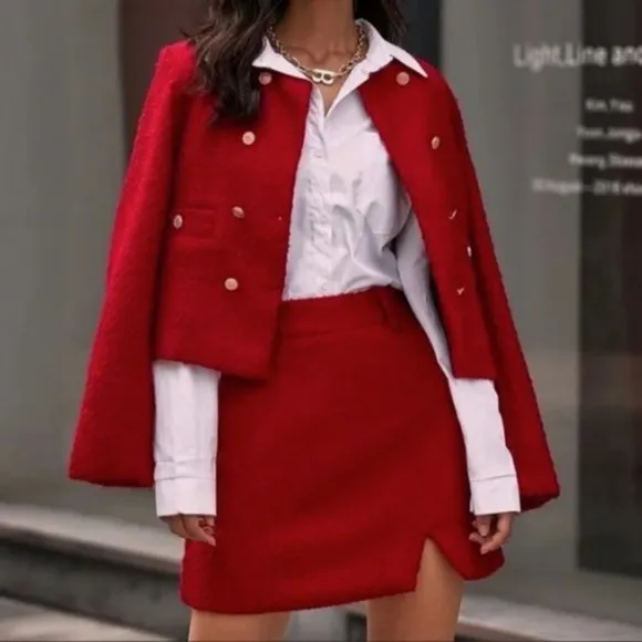 BLOGGER'S FAVE! Zara Tweed Mini Skirt Red NWT