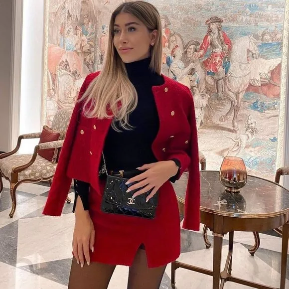 BLOGGER'S FAVE! Zara Tweed Mini Skirt Red NWT