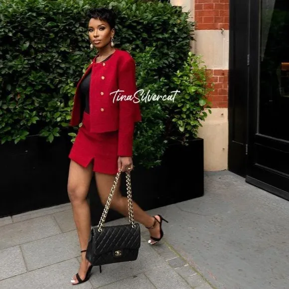 BLOGGER'S FAVE! Zara Tweed Mini Skirt Red NWT