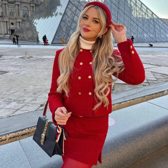 BLOGGER'S FAVE! Zara Tweed Mini Skirt Red NWT