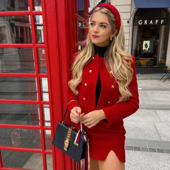 BLOGGER'S FAVE! Zara Tweed Mini Skirt Red NWT